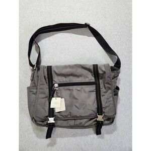 NEW FOSSIL Messenger Bag Gray Nylon Leather Accents Crossbody Laptop Purse Strap